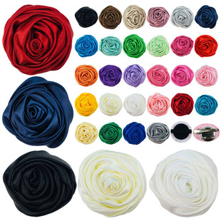 in stock 5cm satin rose flower ribbon high-grade corsage hat flower handmade flower hair accessories in stock