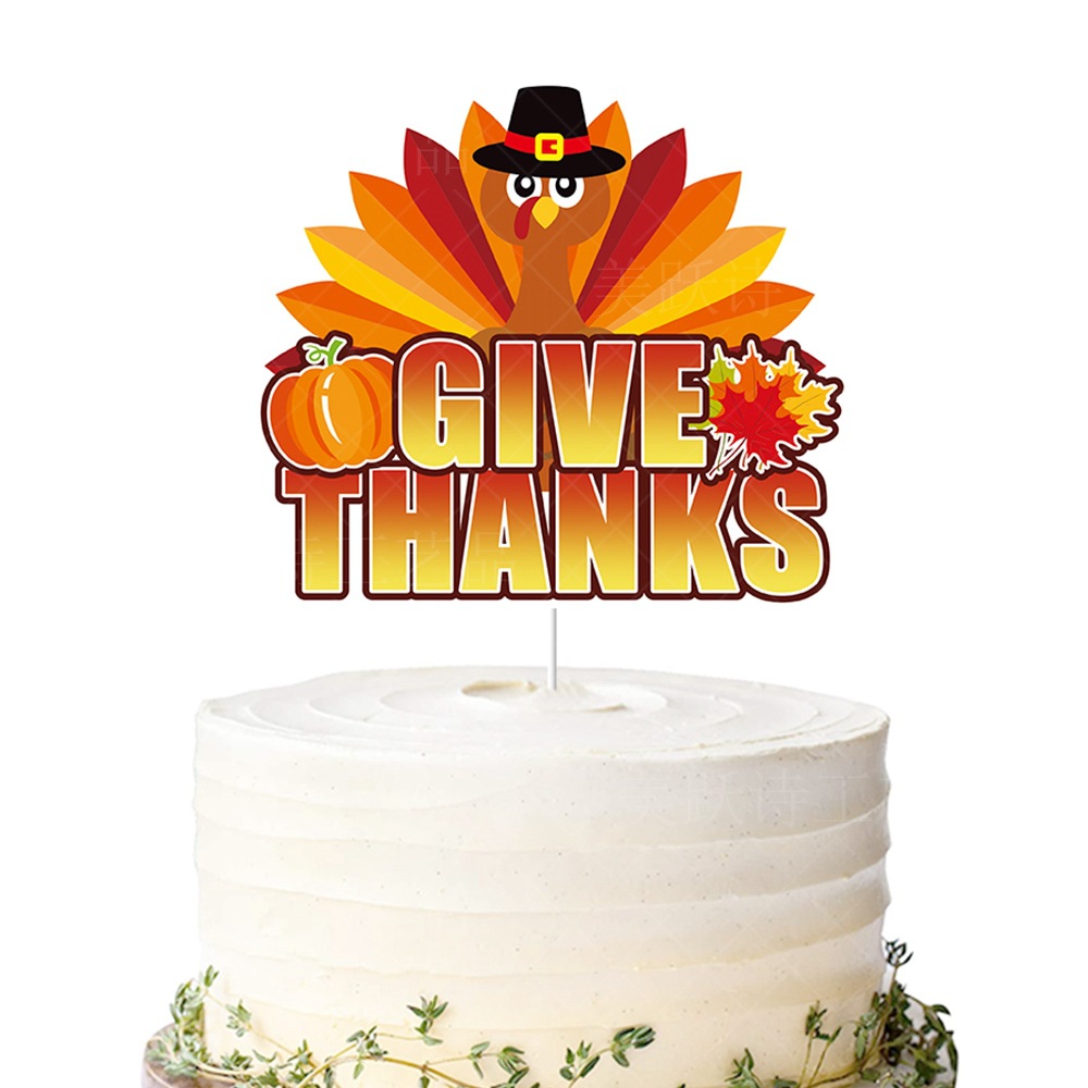 Nueva decoración de Acción de Gracias dar gracias tire bandera Turquía pastel plug-in otoño decoraciones del partido