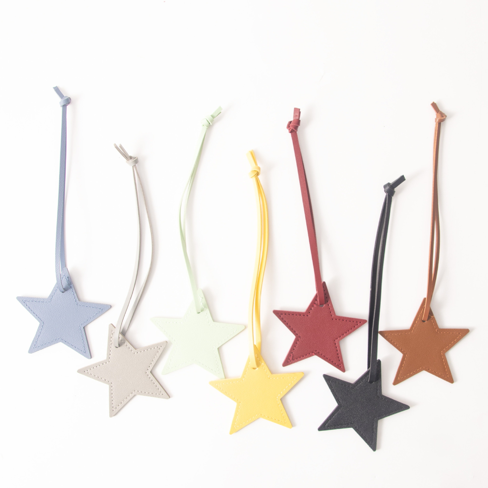 Porte-clés de voiture exquis en cuir PU avec étoile à cinq branches, pendentif décoratif, petit cadeau_voghion.com