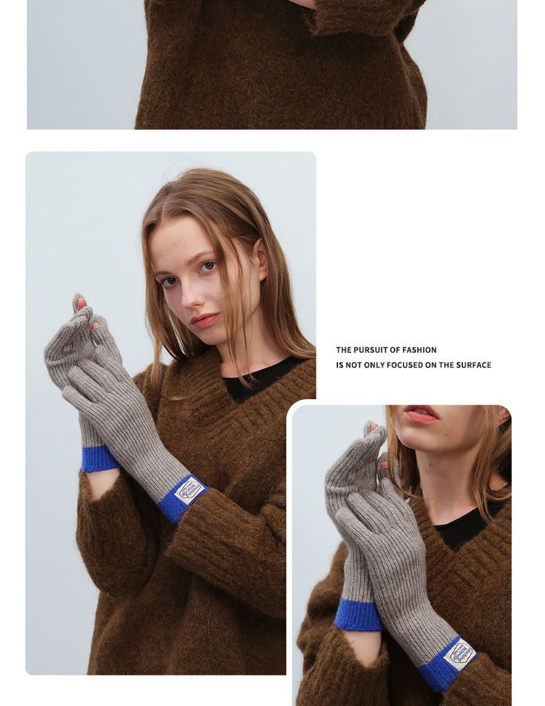 Accessoires de vêtements style collège automne et hiver nouvelle arrivée doigt écran tactile mignon hiver chaud laine tricoté gants pour femmes mode_voghion.com