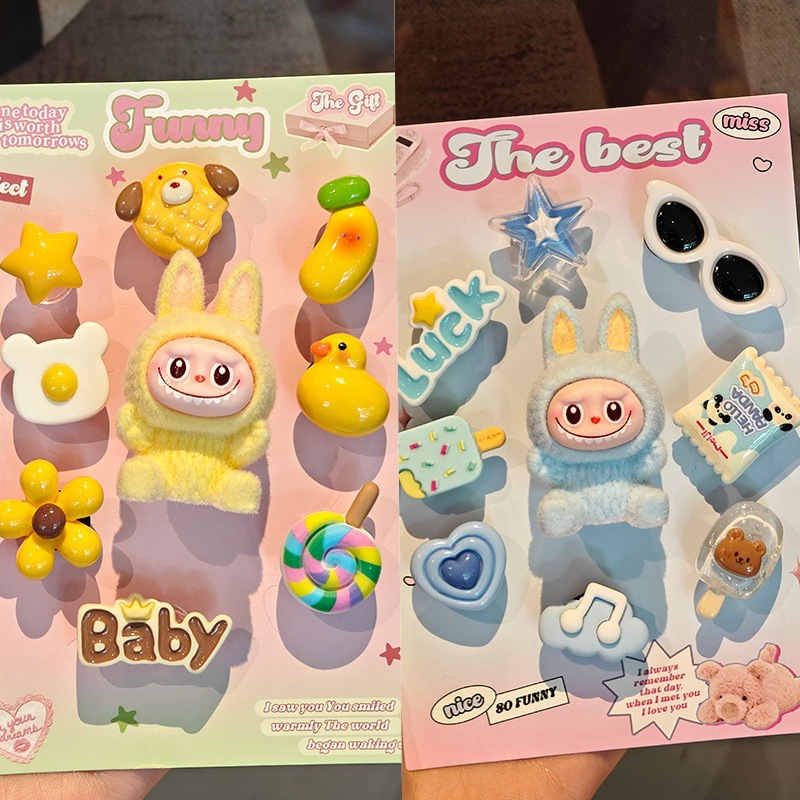 [긴귀 래브 노란색 + 파란색] 신발 버클 18개