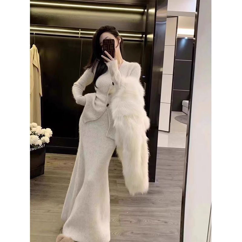 小香风新品套装秋冬女气质毛织半身裙两件套冬装搭配一整套|undefined