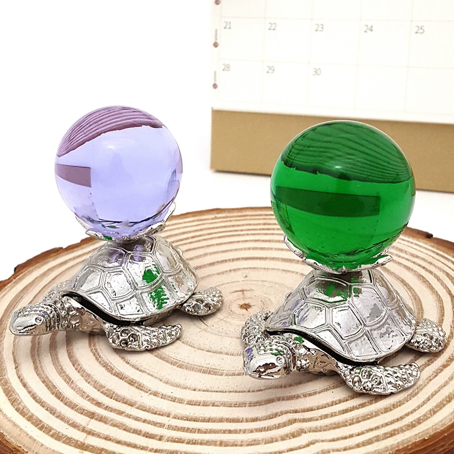 Трансграничные горячие продажи креативные черепахи ремесла сплава небольшие украшения в форме животных хрустальный шар кронштейн крытая гостиная