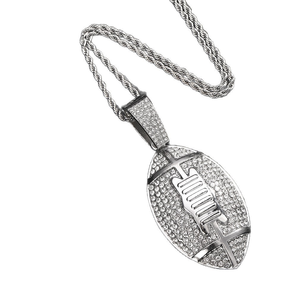 Original nuevo Super Bowl fútbol americano hip hop viento colgante cadena de diamantes Europa y América hip hop joyería de aleación popular