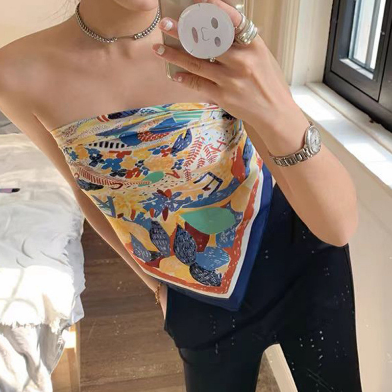 老钱风优雅搭配领巾小方巾70cm韩系新款丝巾女高级感复古百搭印花|undefined