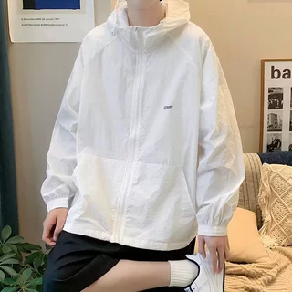 夏季新款连帽防晒衣ins港风宽松青少年透气长袖拉链防晒服外套男