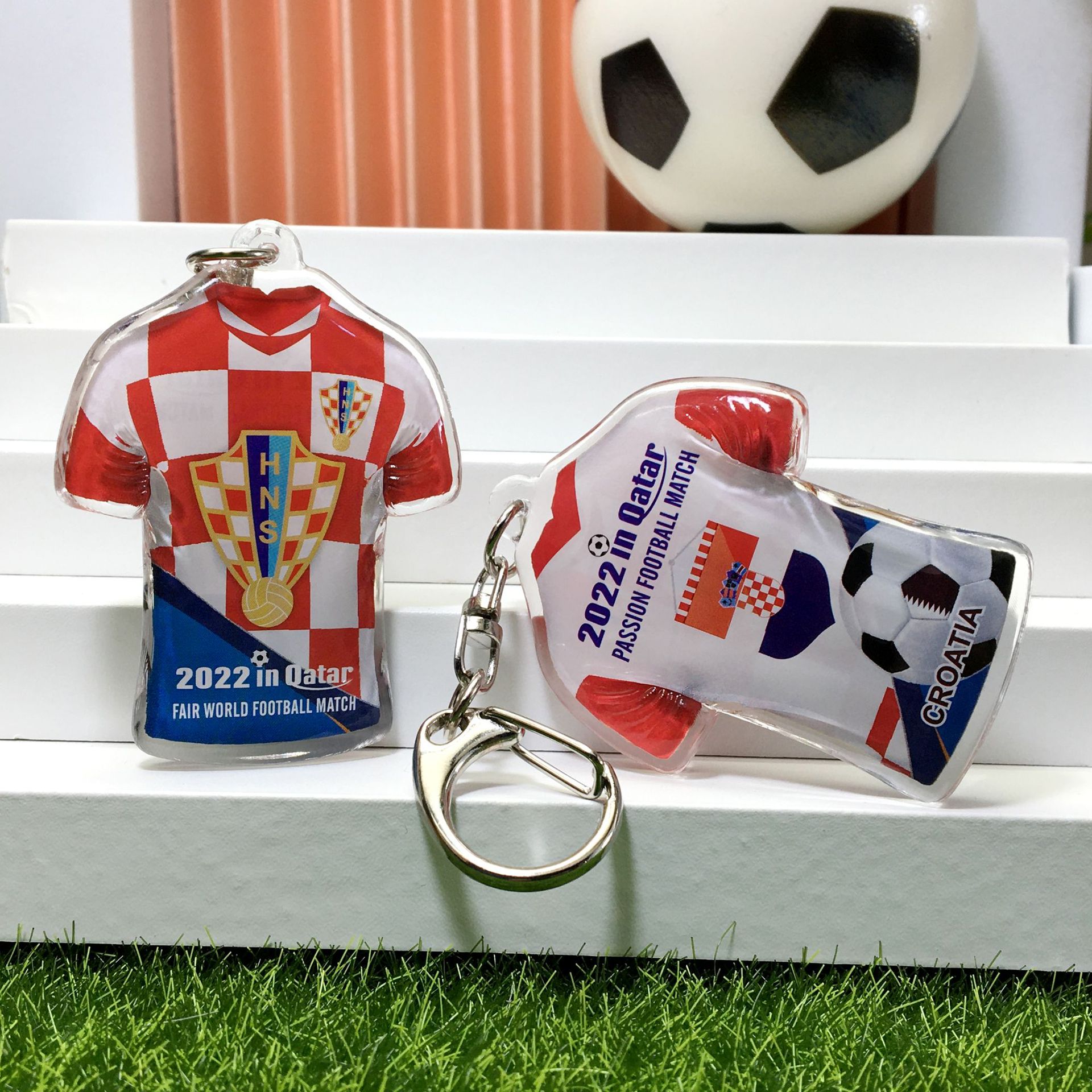 克罗地亚队-队徽+旗帜+足球