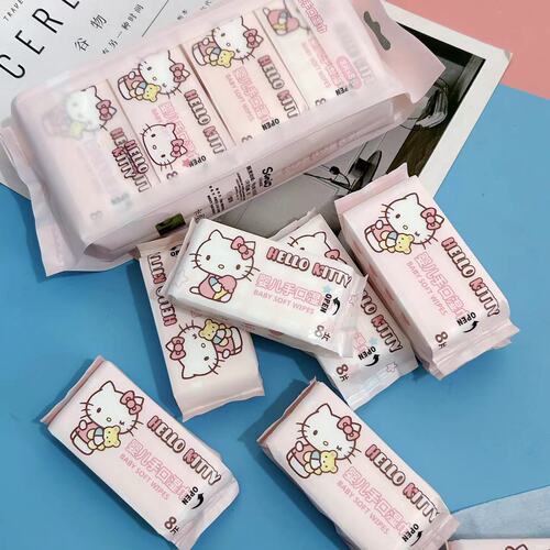 Pacha dog kt cat strawberry bear wet wipes portable small package mini wipes children's disposable hand and mouth cleaning wet wipes