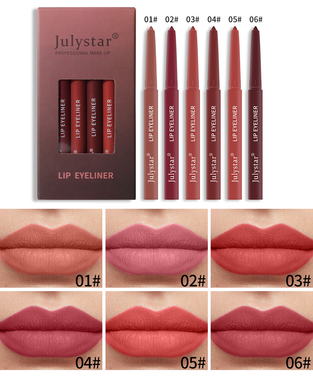 Julystar Lip Pen: Non-smudging Lipstick pen, matte Pink lip gloss, and rotating Lip liner pen set undefined