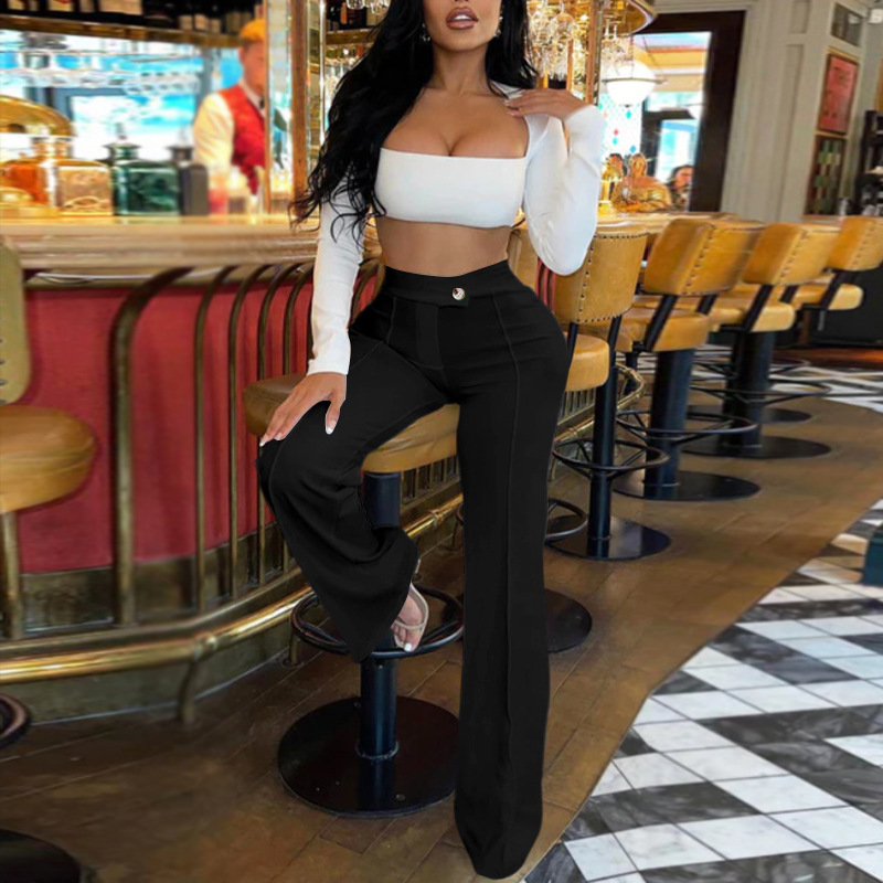 Îmbrăcăminte pentru femei pantaloni casual noi toamnă cu temperament nou pentru navetă pantaloni evazați pantaloni versatili la modă pentru femei_voghion.com