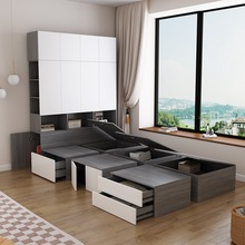 定 制日式榻榻米床储物箱组合床魔方1.2m米床衣柜地台床香港小户