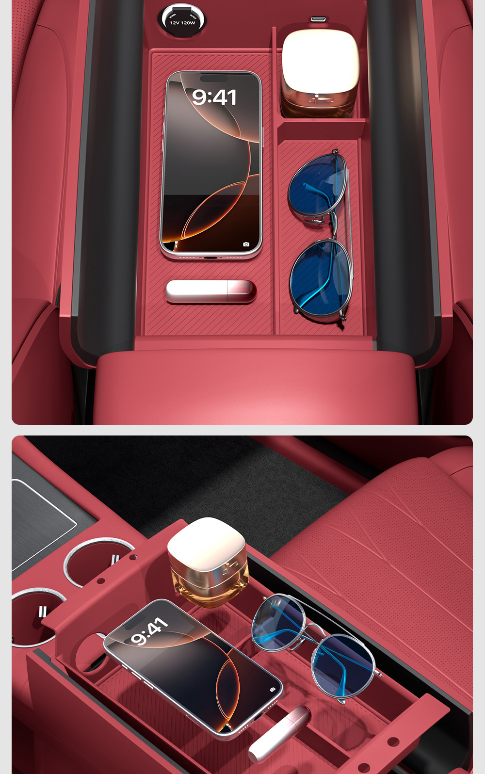 Center Console Armrest Box Silicone Partition Storage Box for AITO M7 M8 M9