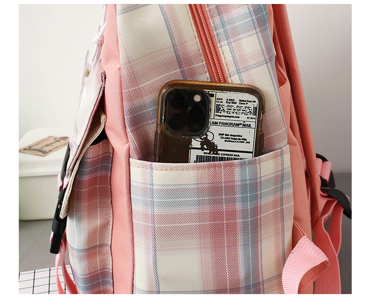 Wholesale Four-piece Contrast Color Plaid Backpack Nihaojewelry display picture 27