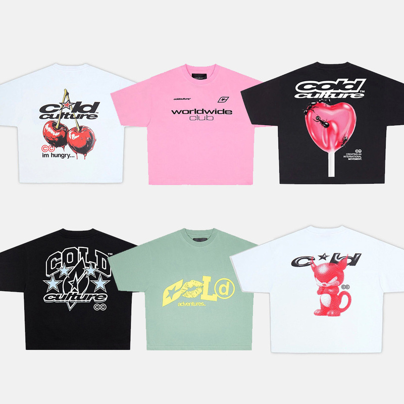 Cold 26Ss Latest Trendy Short Boxy Style Tee, Unisex Short-Sleeve T-Shirt, Loose Basic Top