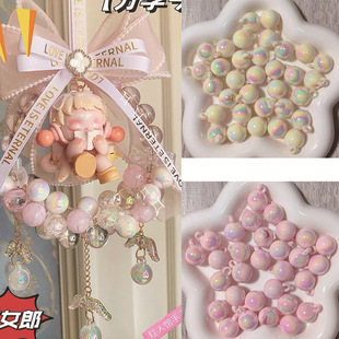 Hanging hole beads 16mm mobile phone chain pendant material colorful UV plating hanging hole beads DIY beaded pendant accessories wholesale