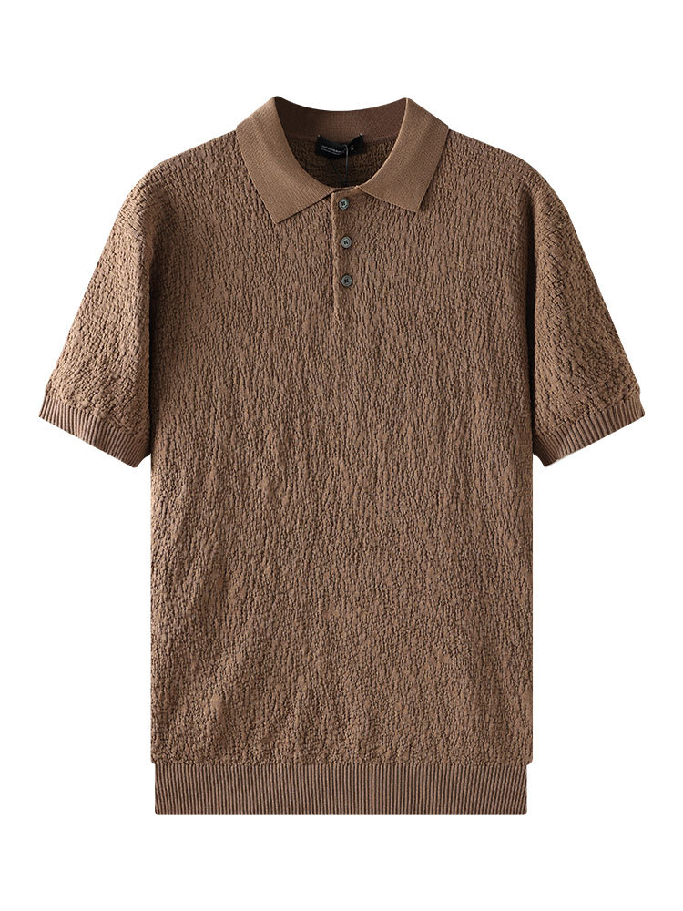 Cross-border hombre lujo ligero hielo de alta sensación de punto polo hombre negocio con solapa camiseta de polo de manga corta camiseta de polo