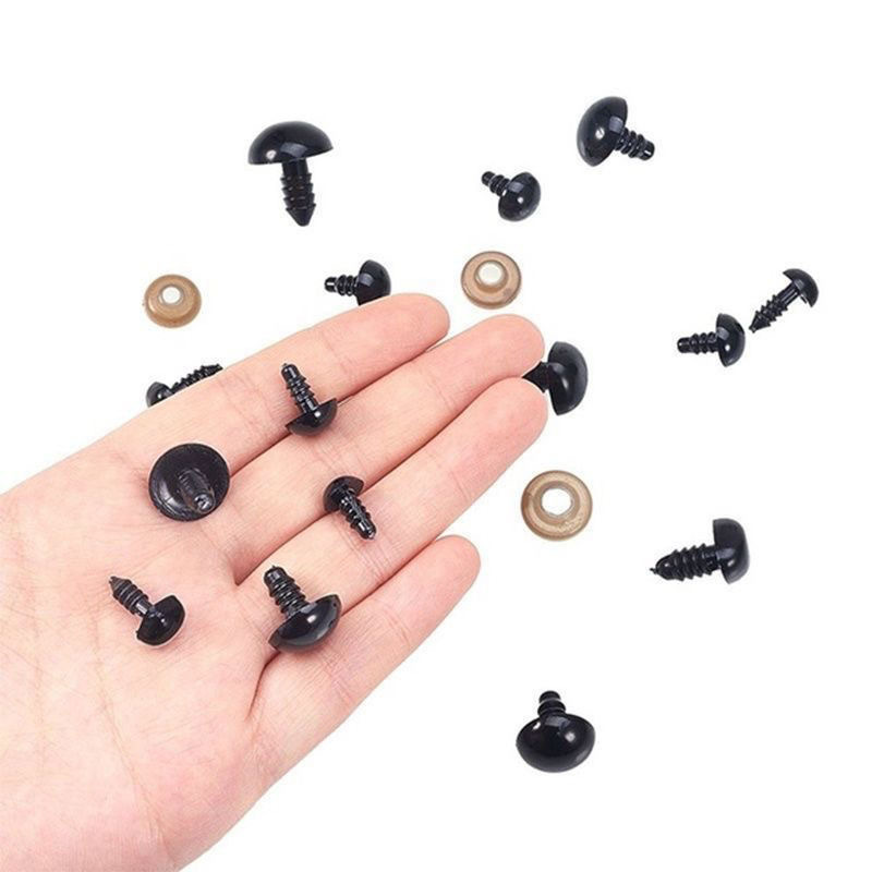 Un par de hilo completo ojos negros DIY muñeca hecha a mano frijol negro ojo cuentas oso de peluche ganchillo muñeca Accesorios