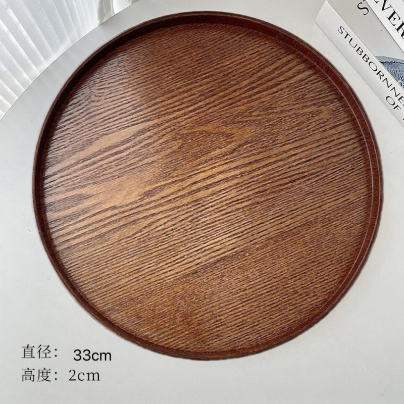 日本式の木の黒色のトレーの実木の家庭用はお茶の杯のお菓子のお茶の皿の高級感の実木の皿の食事の皿を置きます。|undefined