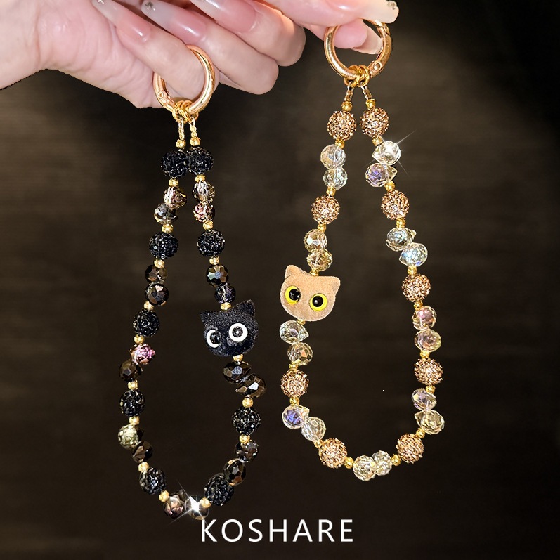 Hermoso Hakimi diámetro flash brazalete cadena de teléfono móvil mujer lujo ligero de alto nivel sensación bolso de cristal colgante colgante anti-caída cadena de mano colgante