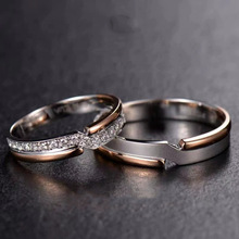 玫瑰金双色情侣戒指男女一对活口食指戒时尚简约高级感情侣对戒