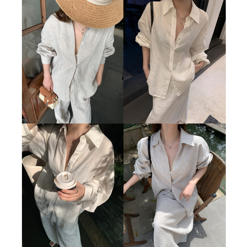 Middletone | 呼吸套装 1OO亚麻休闲老钱风套装衬衫/半裙/休闲裤|undefined