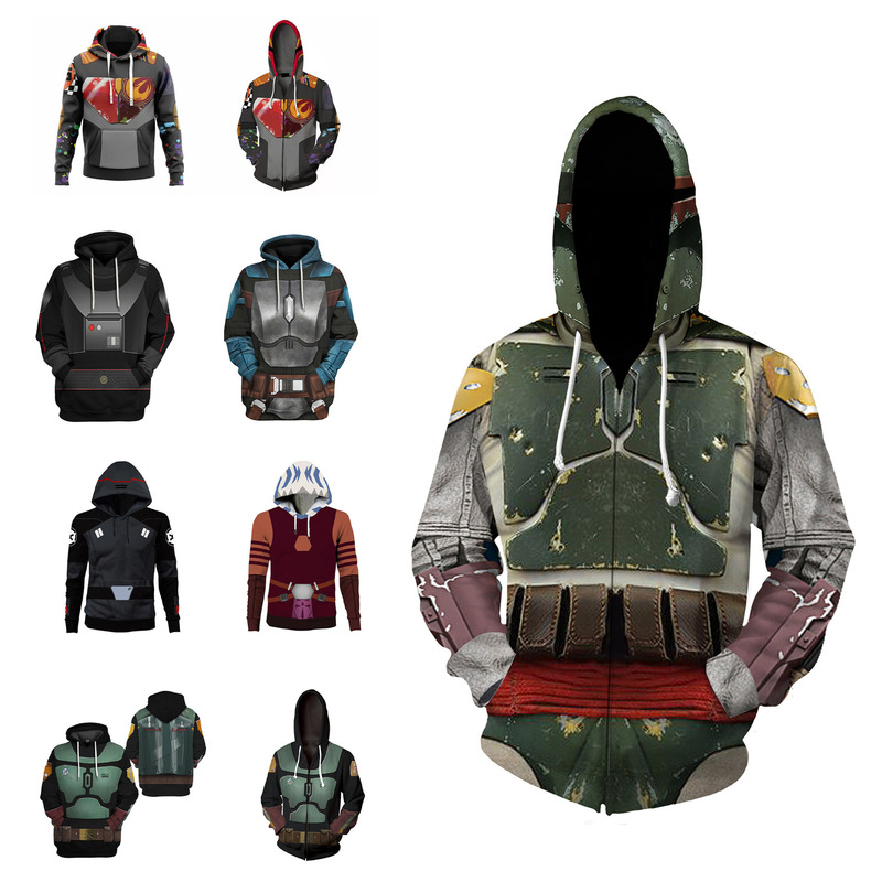 European and American Sizes Cross-Border New Xqdz Men and Women Boba Fett 3D Printed Cos Jacket Sweatshirt Hoodie