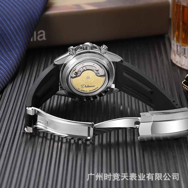 Reloj mecánico automático genuino Glacier Landitongna Acero inoxidable Cinturón de acero sólido Reloj multifuncional con hebilla original para hombre