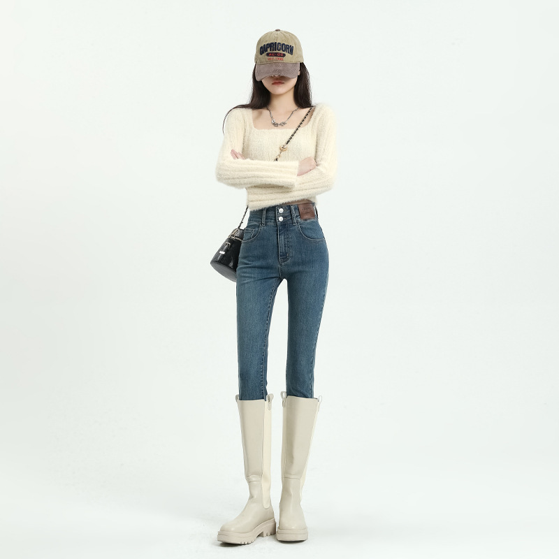 High-Waisted Skinny Jeans for Women, 2026 Autumn and Winter New Versatile Slim-Fit Skinny Pants to Pair with Boots