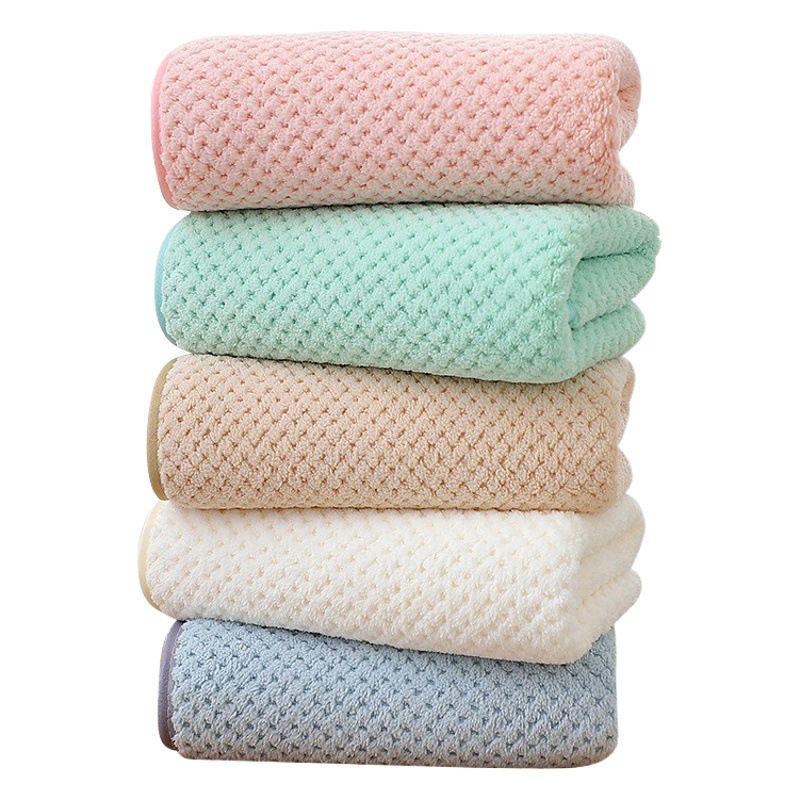 Pineapple Check Towel Coral Velvet Large Bath Towel 90*170 Adult Bath Towel Quick-Drying Water-Absorbent Swimming Fitness Enlarged and Thickeneded