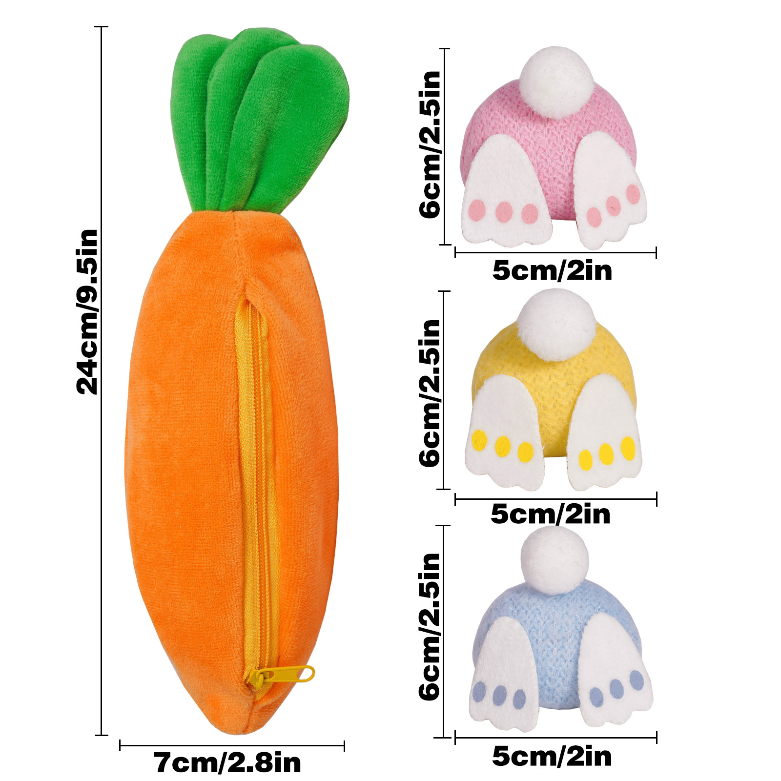 Pascua transfronteriza zipper creativa zanahoria conejo muñeca trasero decoraciones festivas decoraciones de mesa