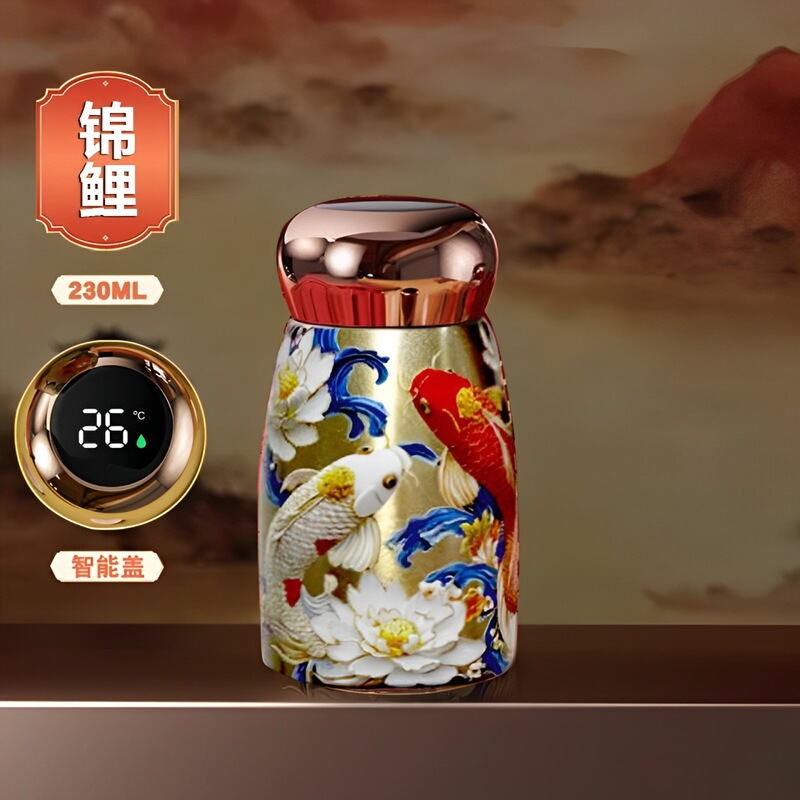 国潮风迷你陶瓷蘑菇杯316不锈钢智能温显口袋杯小巧便携保温杯|undefined