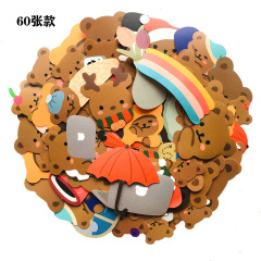 60/50 pieces of cute bear self-adhesive sticker luggage notebook Qixi cake decoration decal