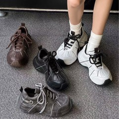 前言范欧货小众厚底增高真皮老爹鞋女2025秋季新款小个子做旧休闲