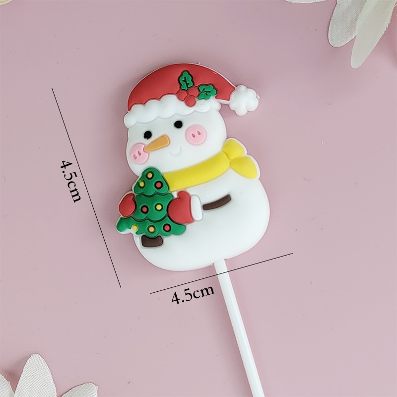 2024 decoración de pastel de Navidad árbol de Navidad anillo de césped pegamento suave Santa Claus decoración de copo de nieve plug-in de Navidad