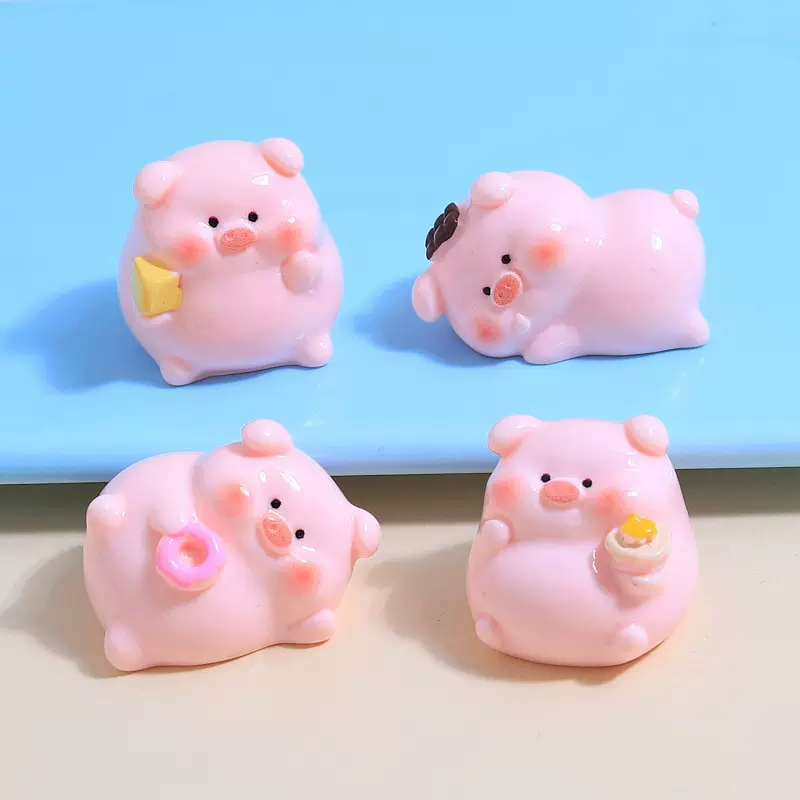 立体胖猪猪卡通diy小饰品奶油胶配件手工钥匙扣挂件材料树脂配饰