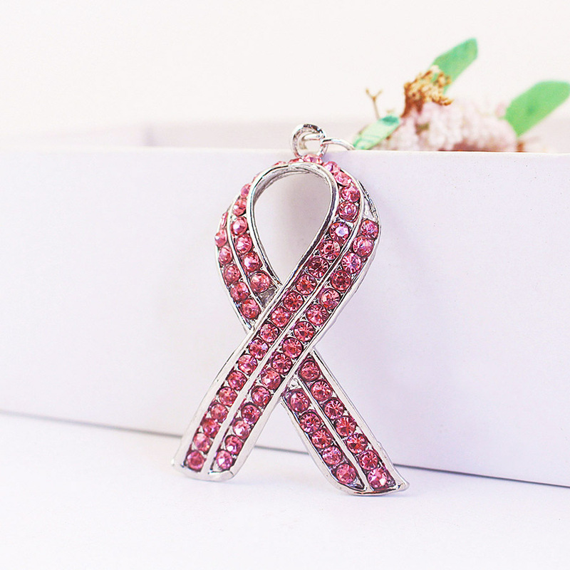 Rhinestone Jewelry Red Ribbon AIDS Symbol Keychain Women's Bag Buckle Accessories Key Chain Souvenir Small Gift 695