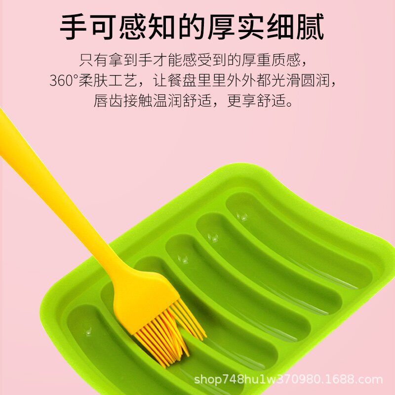 Fuente de fábrica de 6 piezas de silicona molde de salchicha con tapa herramientas de suplemento de alimentos para bebés al vapor molde de salchicha casera