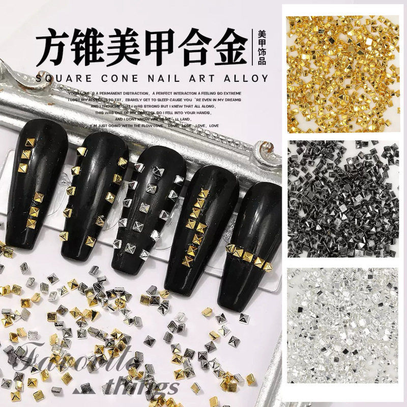 Cross-Border Rock Square Semicircle Nail Art Jewelry Metal Punk Mini Flats Square Rivets DIY Jewelry Accessories