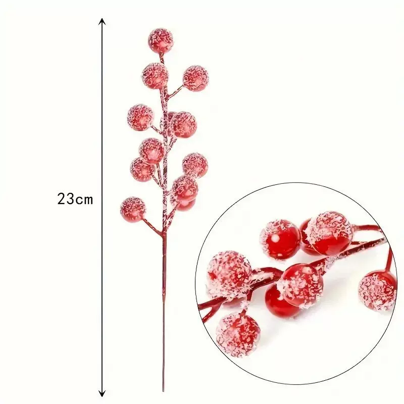定制跨境热卖仿真发财果家居插花配件圣诞节红果装饰摆件带雪红果