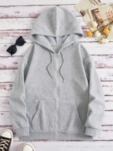 M 27730LSolid Thin Zip Hoodie ��ɫ������������ŷ���羳ר