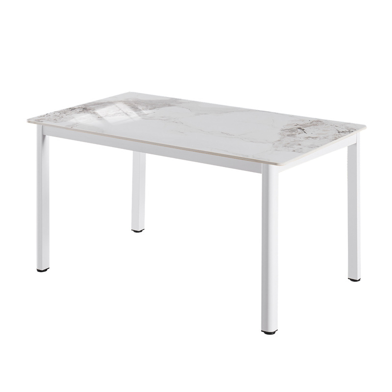 Mesa de comedor moderna minimalista de pizarra, mesa de comedor rectangular para uso doméstico, mesa pequeña con patas en forma de abanico para apartamento minimalista