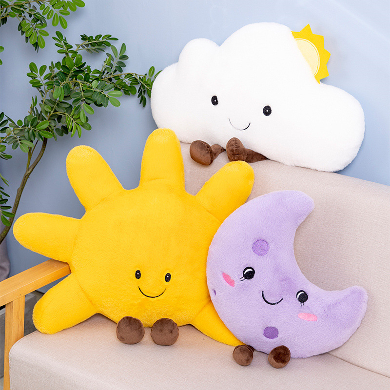 Amuseable transfronterizo pequeño sol almohada juguetes de peluche luna nube almohada muñeca muñeca
