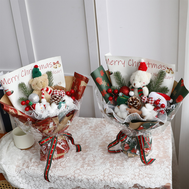 クリエイティブクリスマスプレゼントクリスマス熊人形花束女の子彼女誕生日プレゼント平安夜完成品|undefined
