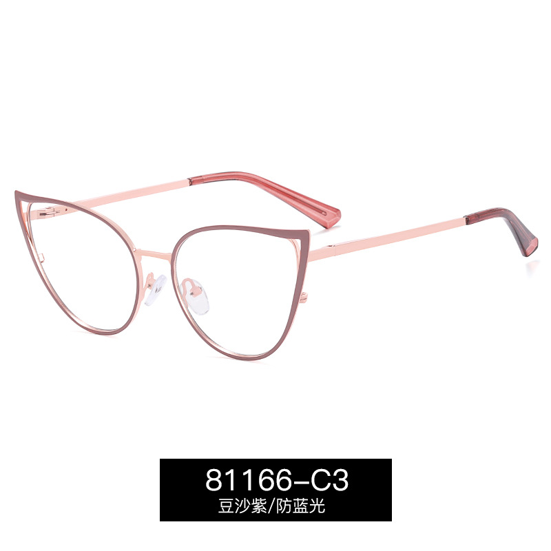 81166 tendencia de la moda gafas marco metal casual gafas marco miopía gafas ojo de gato de las mujeres gafas de luz anti-azul