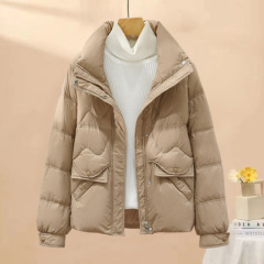 2025 new winter small fragrance style cotton jacket for women standing collar short small cotton jacket fashionable thickened thermal jacket
