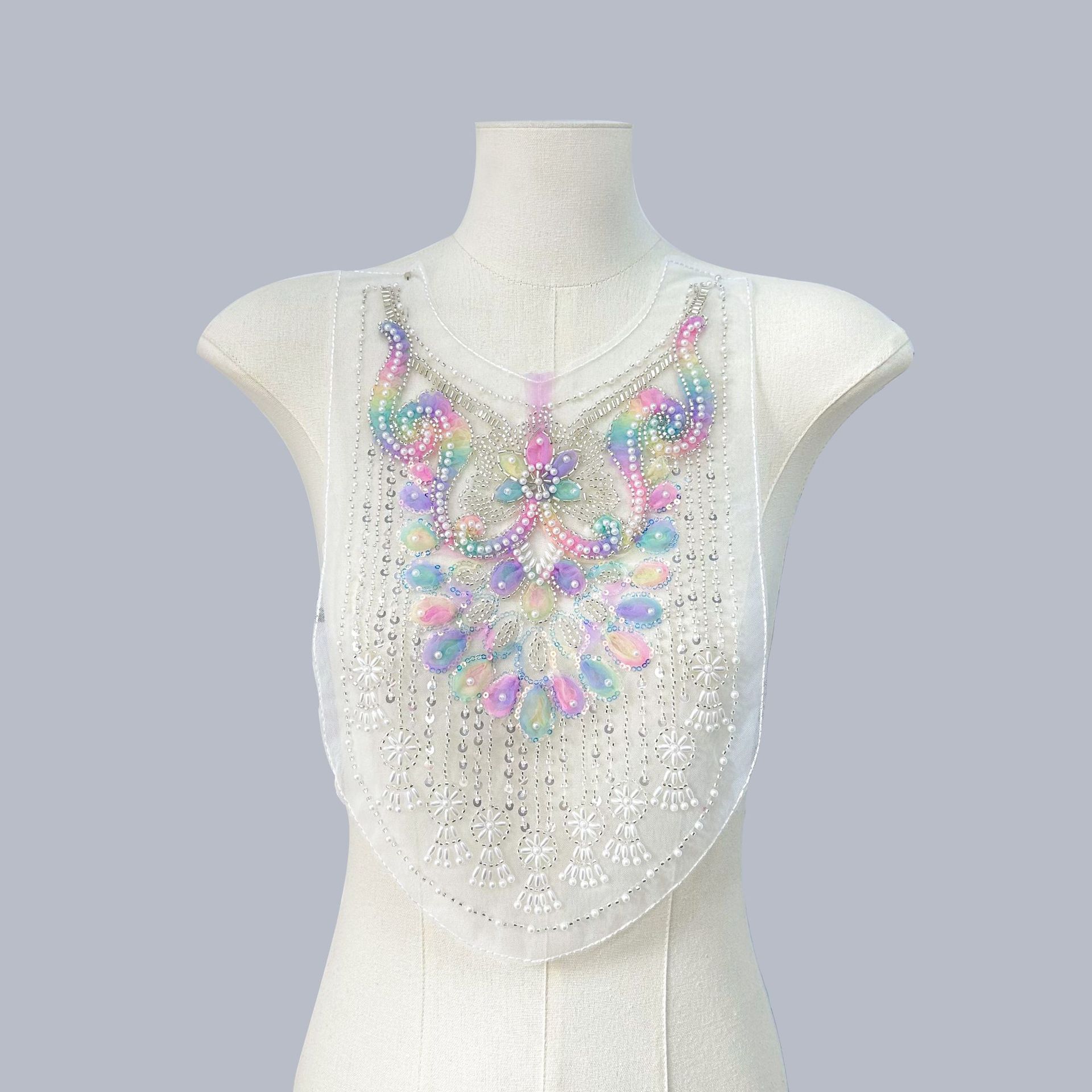 Mesh de color bordado cuello de tela semiacabado decalco DIY vestido de boda cuello de costura accesorios de ropa al por mayor image 8