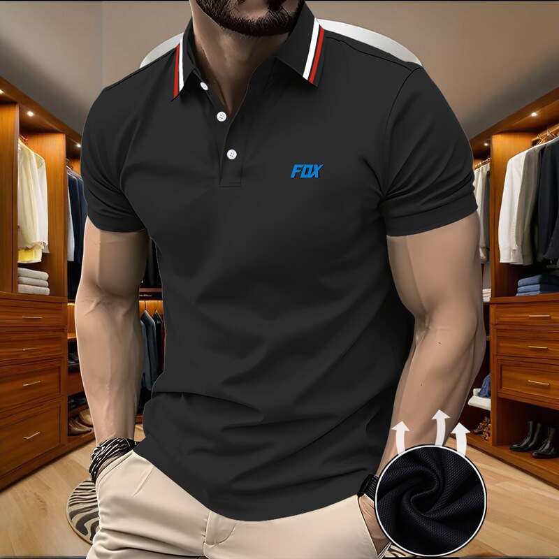 Cross-Border Men's Trendy Casual Collared Summer New Short-Sleeve Polo Shirt, Hot-Selling Item on Amazon