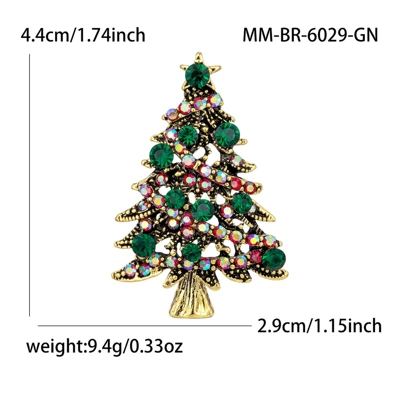New European and American style Christmas tree brooch, alloy enamel fashion accessory, oil-drip brooch, versatile wholesale: BR6029 (Yaxa sancaqları) - ancient-gold-hook-green-6029-gn