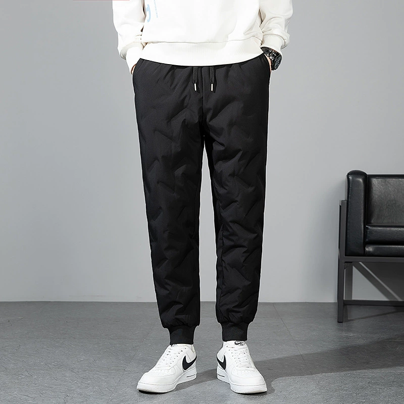 Пуховые брюки мужской зимний новый тренд носить толстые теплые длинные брюки больших размеров утка бархатные мужские брюки можно открыть