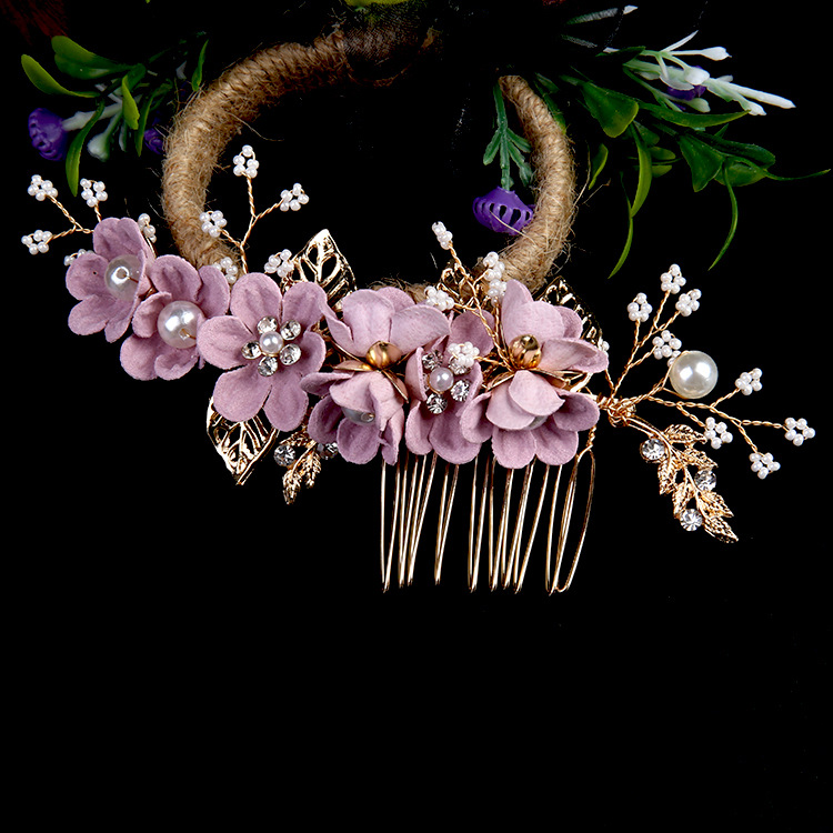 Transfronteriza AliExpress Boda nupcial hecho a mano flor peine del pelo insertar peine updo flor tocado vestido banquete accesorios de estudio